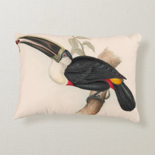 Cuviers Toucan Print: Vintage Tropical Bird Decorative Cushion