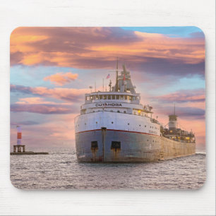 Cuyahoga Freighter At Sunset Mouse Mat