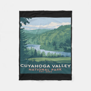 Cuyahoga Valley National Park Vintage Camping Men Fleece Blanket