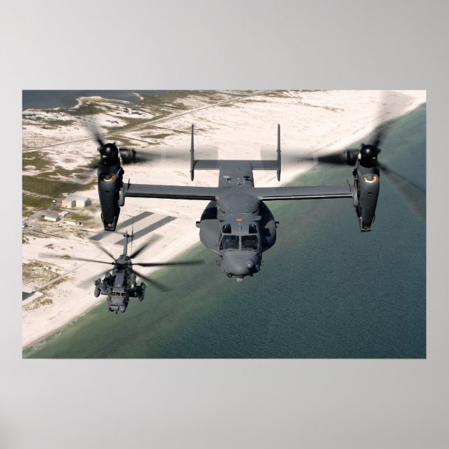 CV-22 Osprey and MH-53 Pave Low Aircraft Poster (Front)