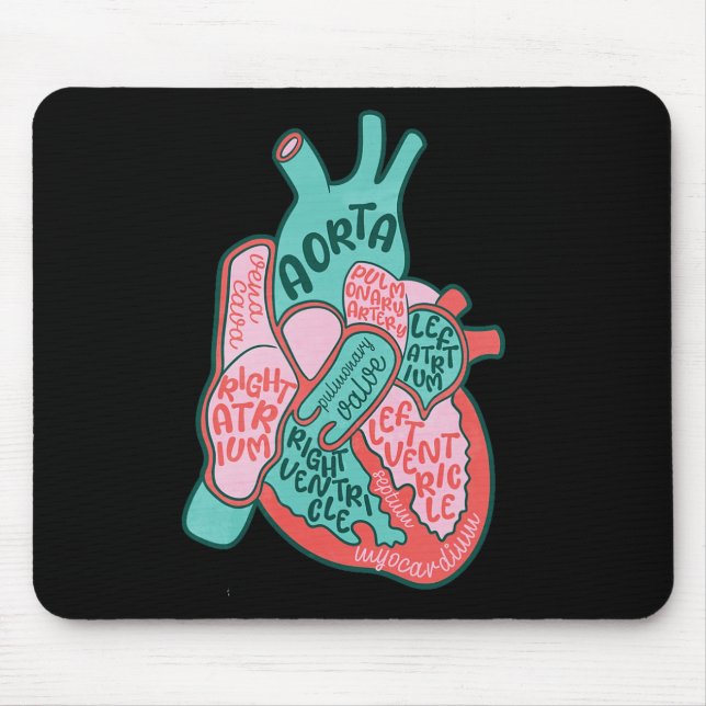Cvicu Cardiac Nurse Human Heart Anatomy Cardiology Mouse Mat (Front)