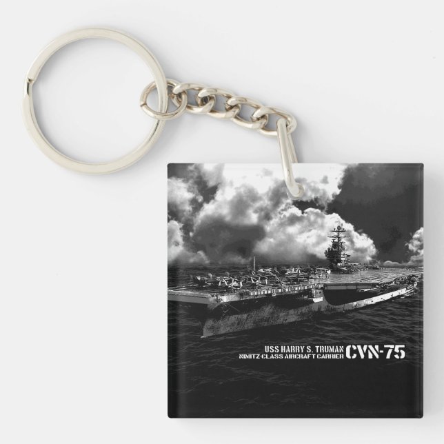 CVN-75 Harry S. Truman Square (double-sided) Keyc Key Ring (Front)