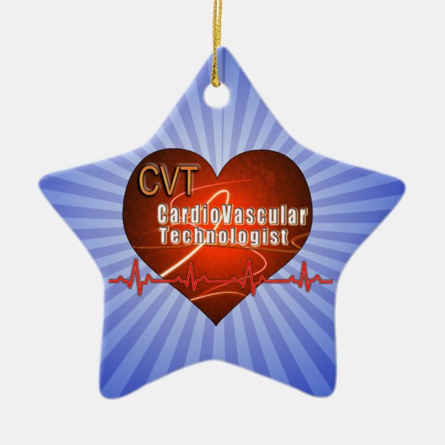 CVT HEART LOGO Cardiovascular Technologist Ceramic Tree Decoration (Front)
