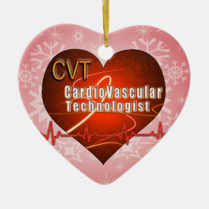 CVT HEART LOGO Cardiovascular Technologist Ceramic Tree Decoration