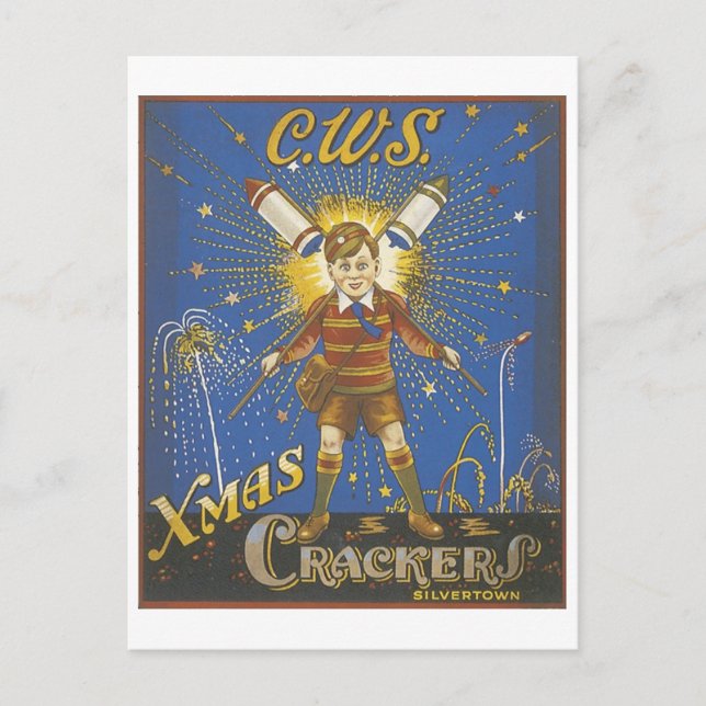 CWS Xmas Crackers Vintage Ad Holiday Postcard (Front)