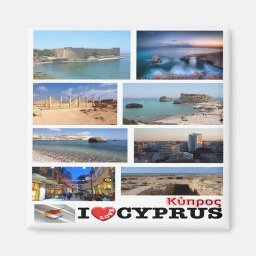 Image of CY - Cyprus - I Love Collage Mosaic Magnet