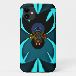 Cyan Abstract Art Print iPhone 11 Case