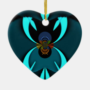 Cyan Abstract Art Print Ceramic Tree Decoration