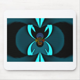 Cyan Abstract Art Print Mouse Mat