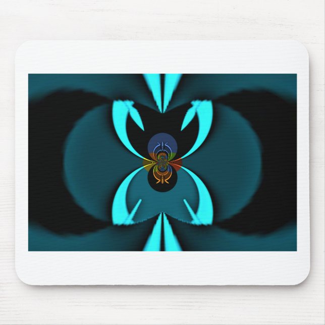 Cyan Abstract Art Print Mouse Mat (Front)