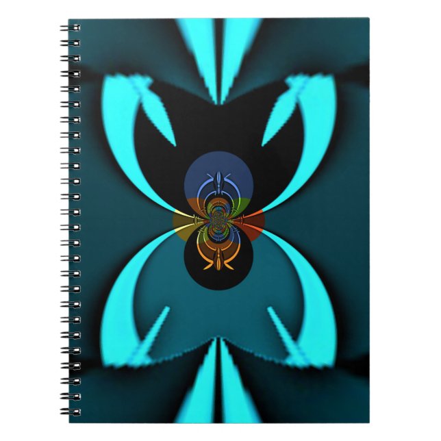 Cyan Abstract Art Print Notebook (Front)