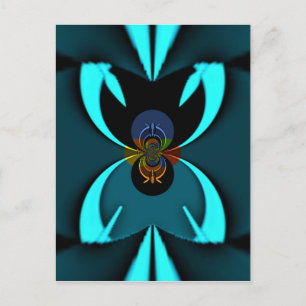 Cyan Abstract Art Print Postcard