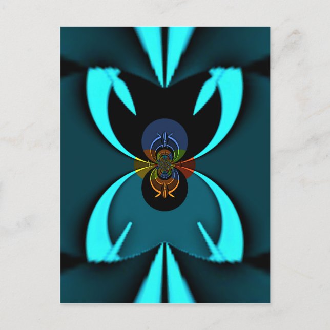 Cyan Abstract Art Print Postcard (Front)