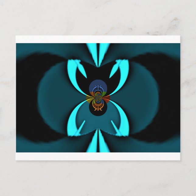 Cyan Abstract Art Print Postcard (Front)