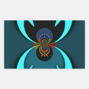 Cyan Abstract Art Print Rectangular Sticker