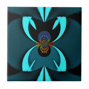 Cyan Abstract Art Print Tile
