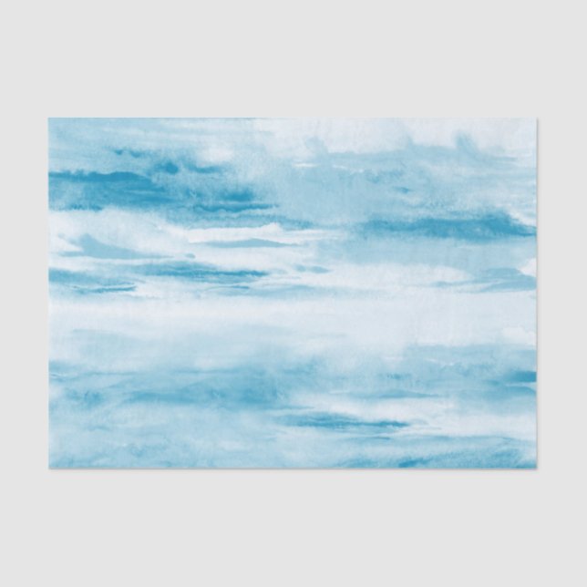 Cyan Abstract Tissue Paper (Front)