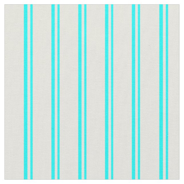 Cyan and Beige Coloured Lines/Stripes Pattern Fabric (Close Up)