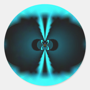 Cyan and Black Abstract Art Print Classic Round Sticker