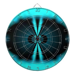 Cyan and Black Abstract Art Print Dartboard