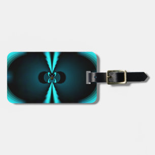 Cyan and Black Abstract Art Print Luggage Tag