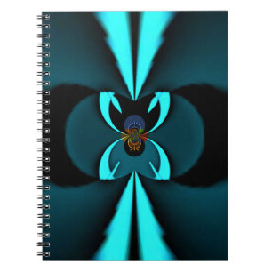 Cyan and Black Abstract Art Print Notebook