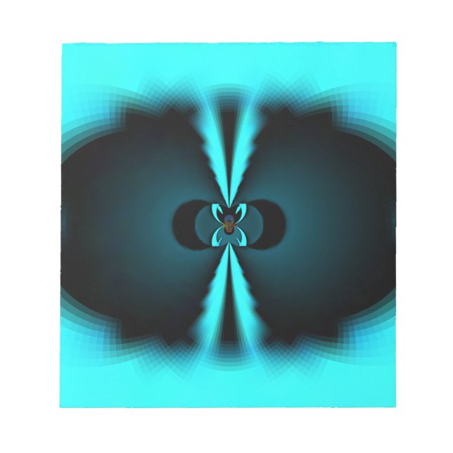 Cyan and Black Abstract Art Print Notepad (Front)