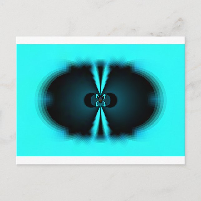 Cyan and Black Abstract Art Print Postcard (Front)