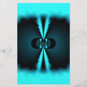 Cyan and Black Abstract Art Print Stationery