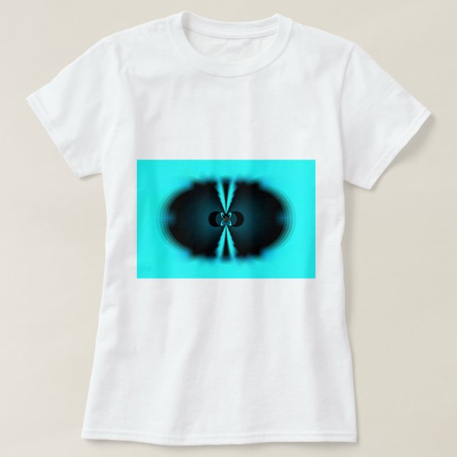 Cyan and Black Abstract Art Print T-Shirt (Design Front)