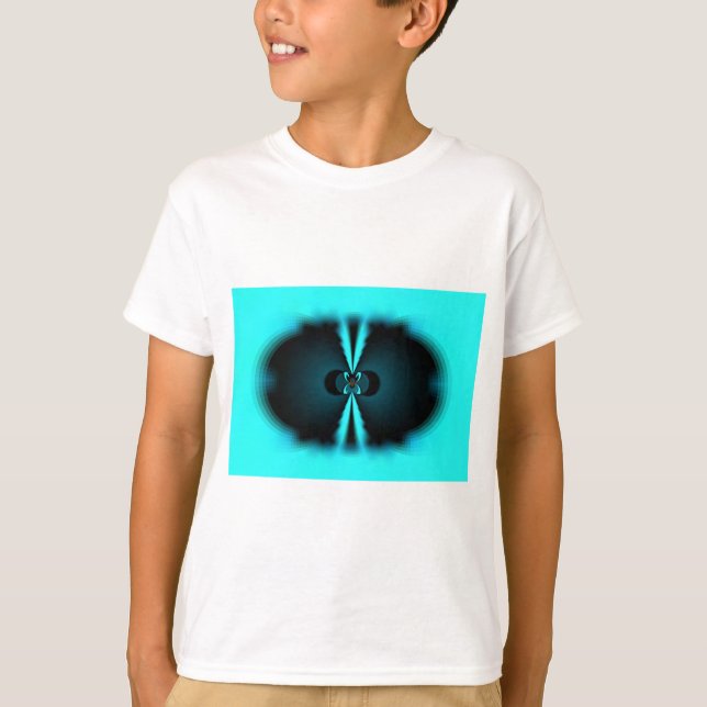 Cyan and Black Abstract Art Print T-Shirt (Front)