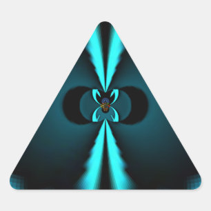Cyan and Black Abstract Art Print Triangle Sticker