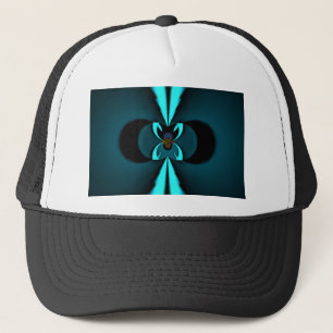Cyan and Black Abstract Art Print Trucker Hat