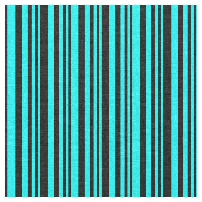 Cyan and Black Pattern of Stripes Fabric (Close Up)