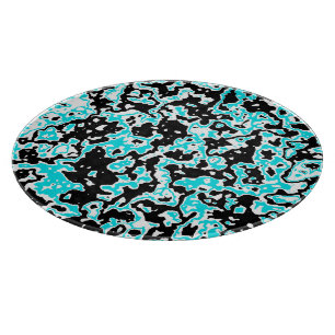 Cyan and Black Swirls Cutting Board