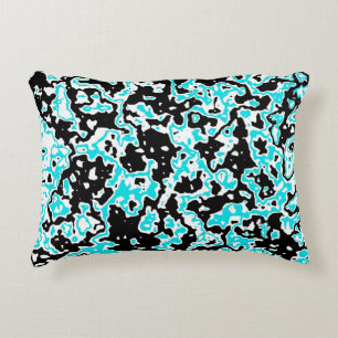 Cyan and Black Swirls Decorative Cushion