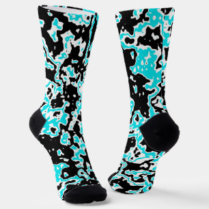 Cyan and Black Swirls Phone Ring Stand Socks