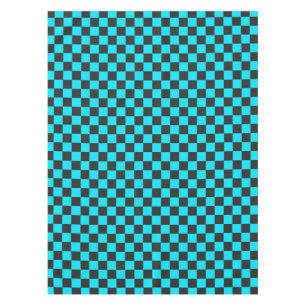 Cyan and charcoal chequerboard pattern tablecloth