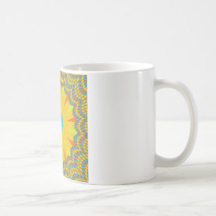 Cyan and Gold Mandala Art Print Coffee Mug