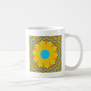 Cyan and Gold Mandala Art Print Coffee Mug