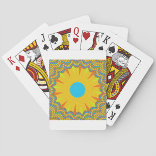 Cyan and Gold Mandala Art Print Playing Cards