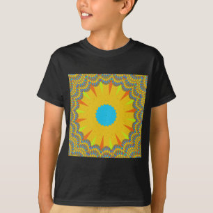 Cyan and Gold Mandala Art Print T-Shirt