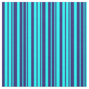 Cyan and Midnight Blue Coloured Lines Fabric