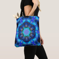 Cyan and very blue kaleidoscope of waxed paint thr