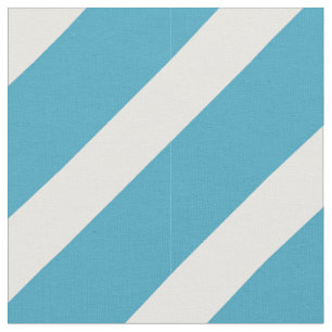 Cyan and White Diagonal Stripes Fabric