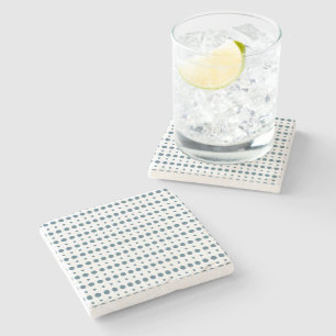 Cyan and White Minimalist Polka Dots g9 Stone Coaster