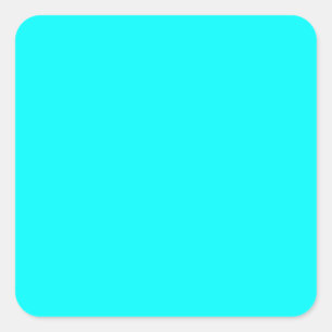 Cyan / Aqua Blue 00FFFF Colour, Option to Add Imag Square Sticker
