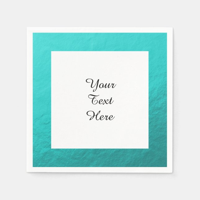Cyan Aqua Blue Foil Printed Napkin (Front)