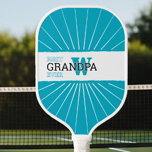 Cyan Best Grandpa ever, Monogramed Carbon Fibre P Pickleball Paddle
