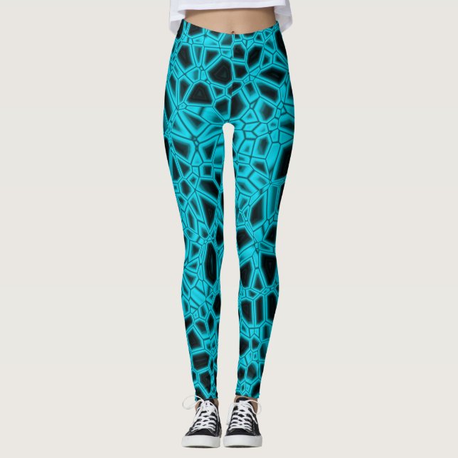 Cyan Black Gothic Kryptonite Leggings (Front)